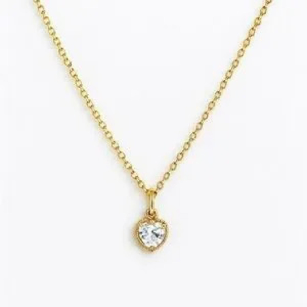 Minimalist Gold Heart Pendant Necklace With Cubic Zirconia